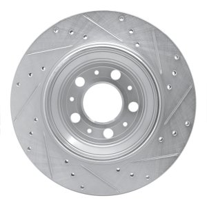 Volvo XC90 Brake Rotor (1) - Rear Left - R1 Concepts - Drilled & Slotted - Silver - `03-`14